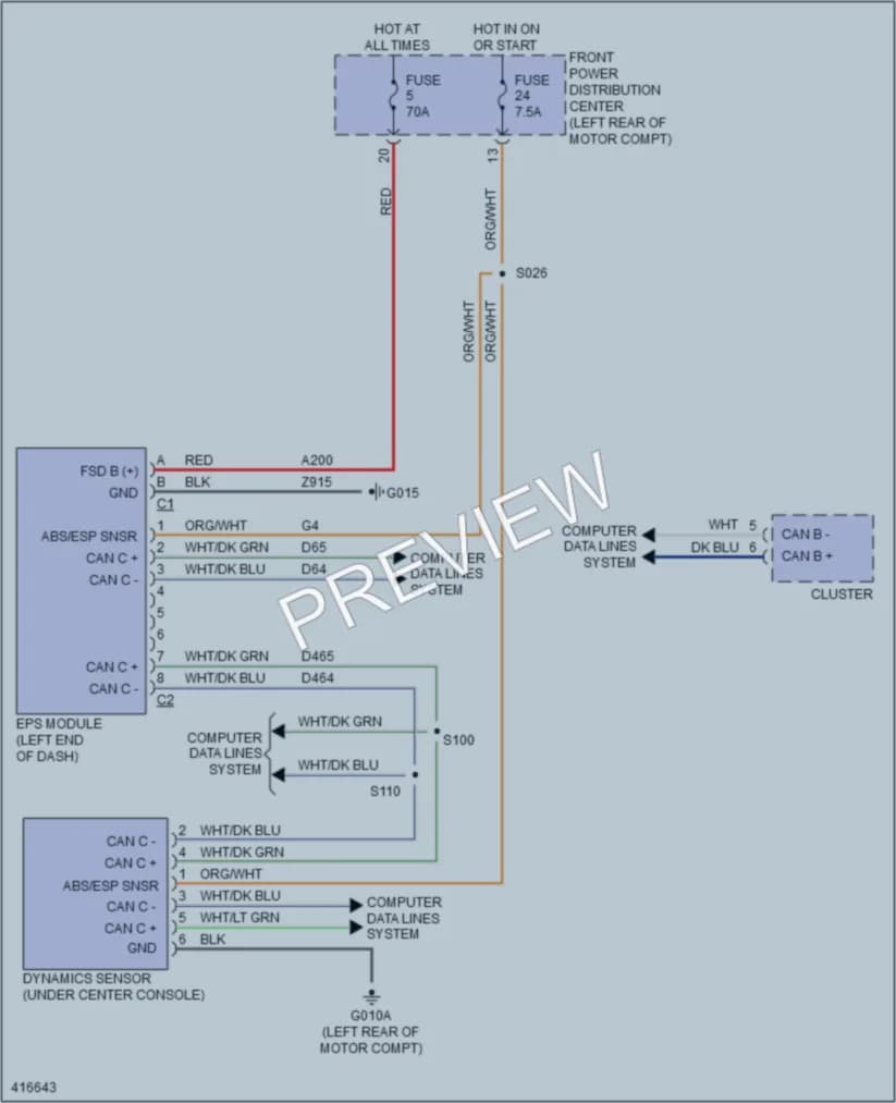 2013 Fiat 500e Electronic Power Steering wiring diagram preview