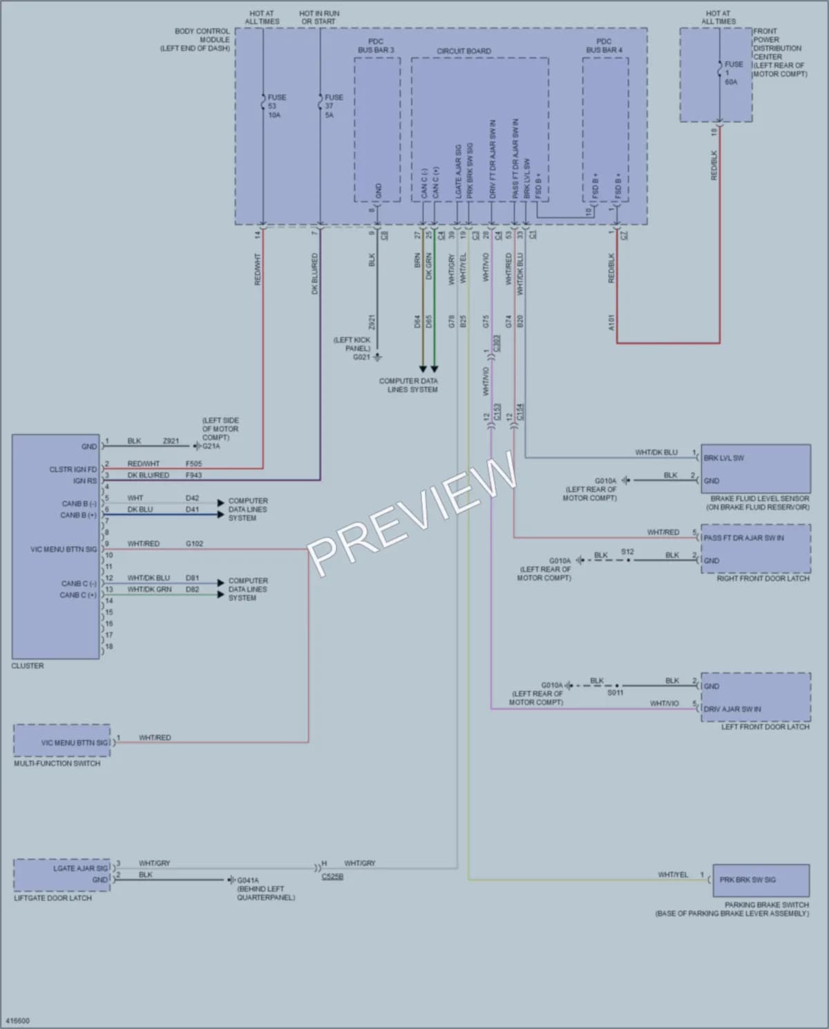 2013 Fiat 500e Instrument Cluster wiring diagram preview