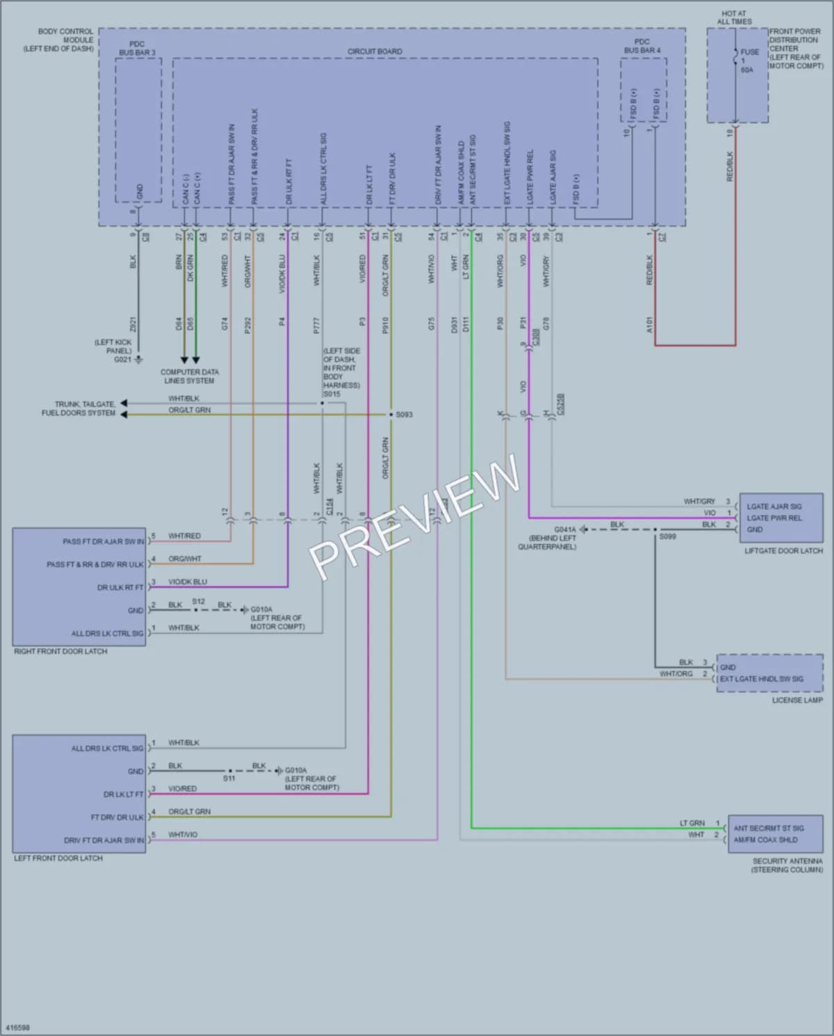 2013 Fiat 500e Power Door Locks wiring diagram preview