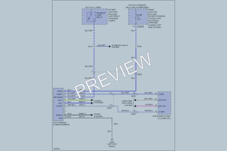 2013 Ford E350ClubWagon Power Mirrors wiring diagram preview