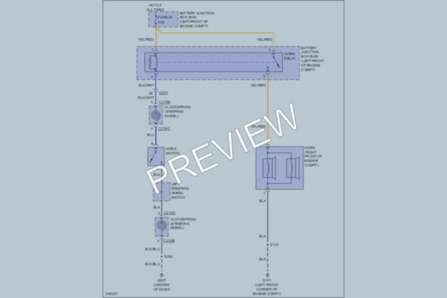 2013 Ford E350Econoline Horn wiring diagram preview