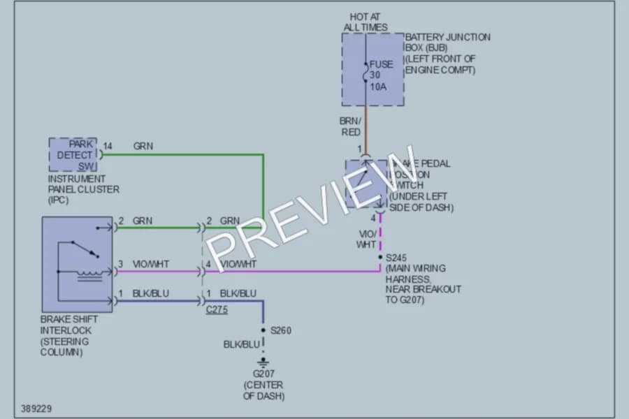 2013 Ford E350Econoline Shift Interlock wiring diagram preview
