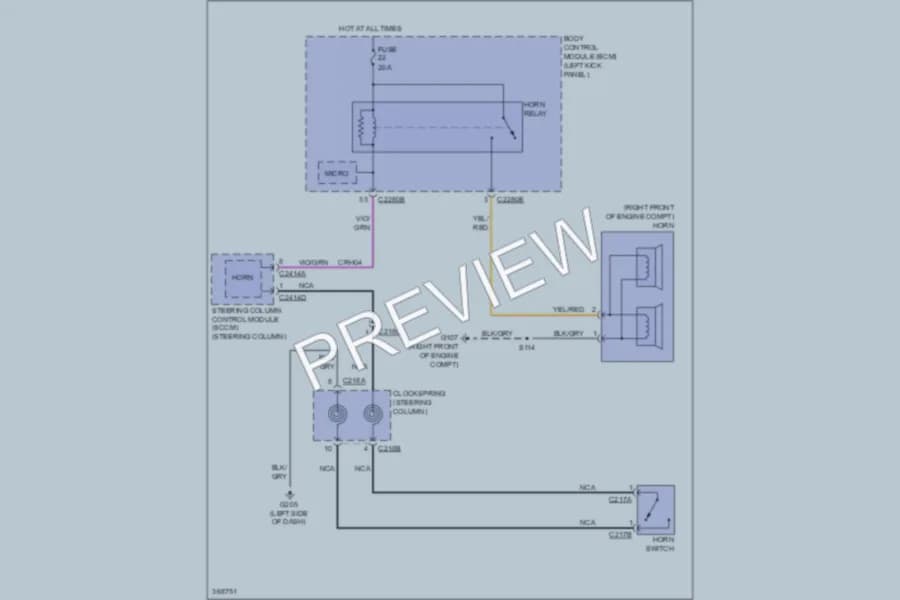 2013 Ford Edge Horn wiring diagram preview