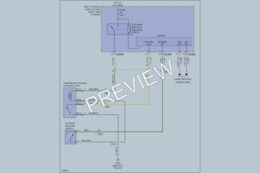 2013 Ford Escape Trunk Tailgate Fuel Door wiring diagram preview