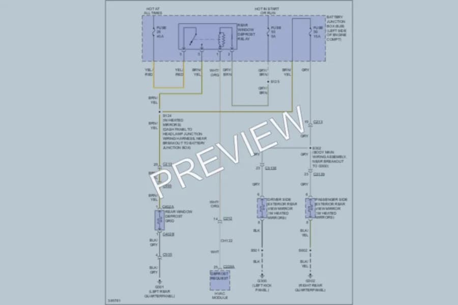 2013 Ford Explorer Defoggers wiring diagram preview