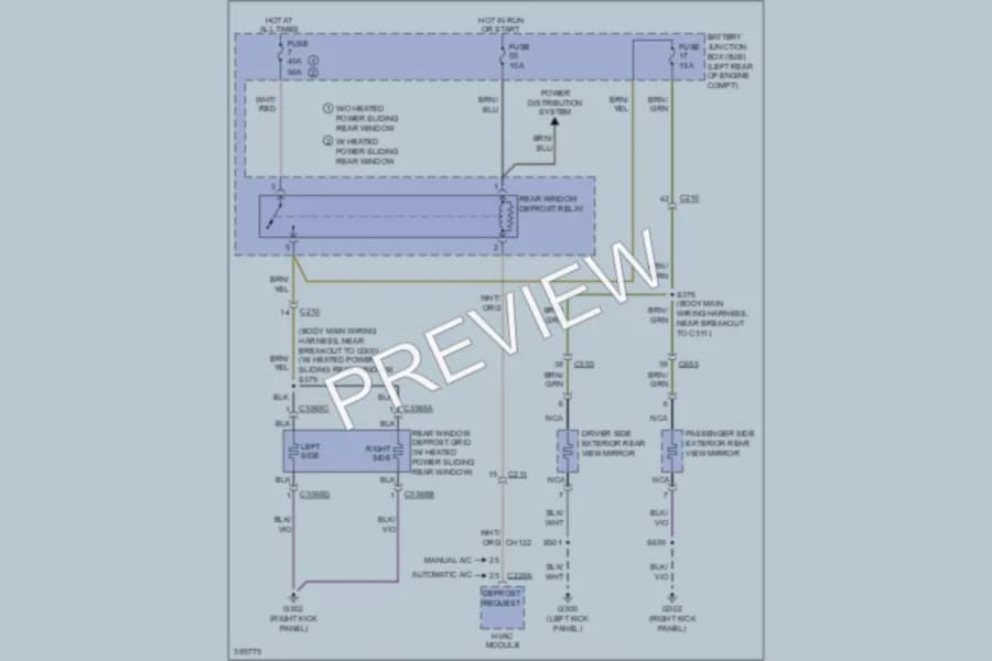 2013 Ford F250Pickup Defoggers wiring diagram preview