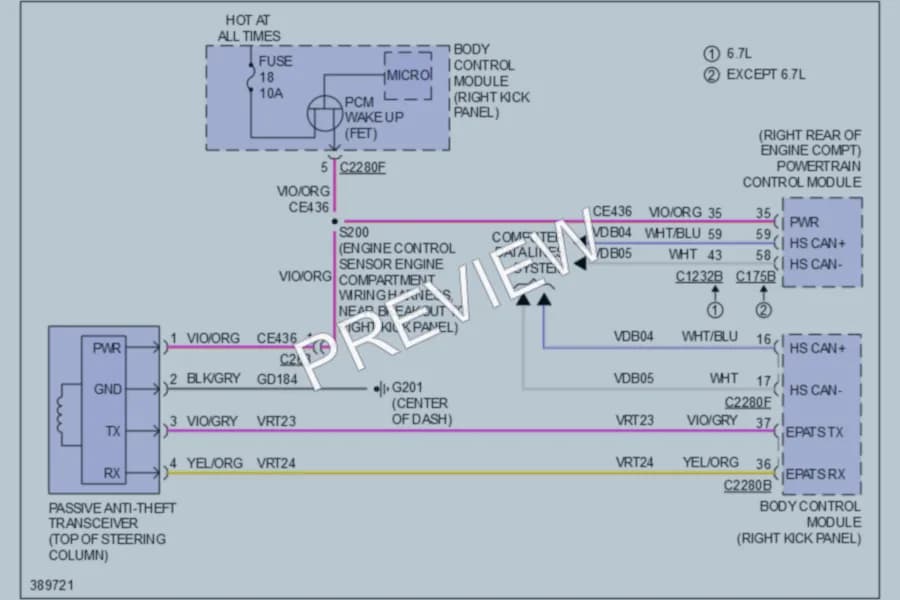 2013 Ford F550ChsCab Anti Theft wiring diagram preview