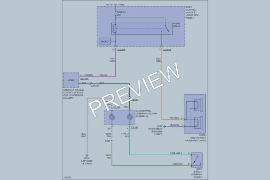 2013 Ford F550ChsCab Horn wiring diagram preview