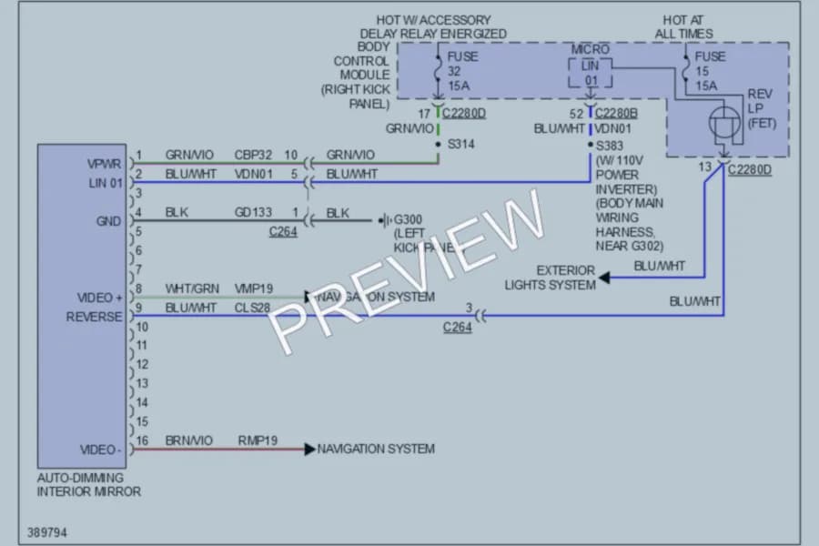 2013 Ford F550ChsCab Power Mirrors wiring diagram preview