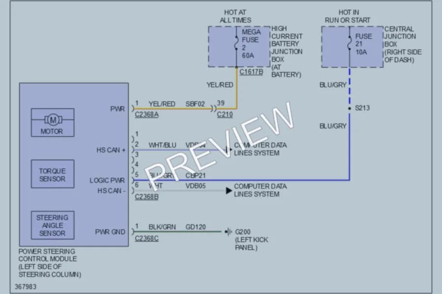 2013 Ford Fiesta Electronic Power Steering wiring diagram preview