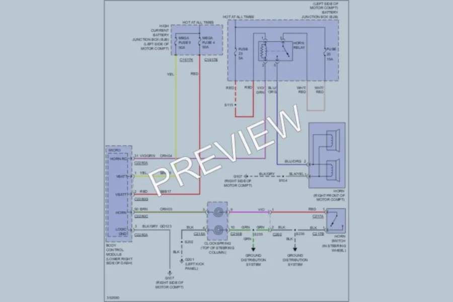 2013 Ford Focus Horn wiring diagram preview
