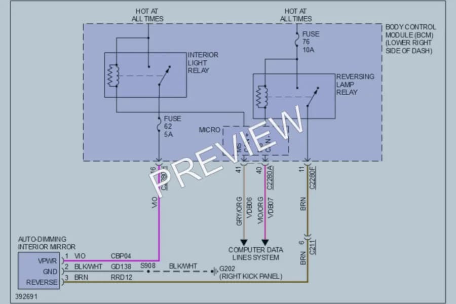 2013 Ford Focus Power Mirrors wiring diagram preview