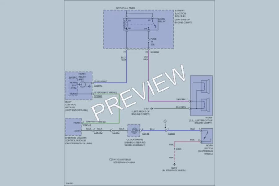 2013 Ford FusionHybrid Horn wiring diagram preview