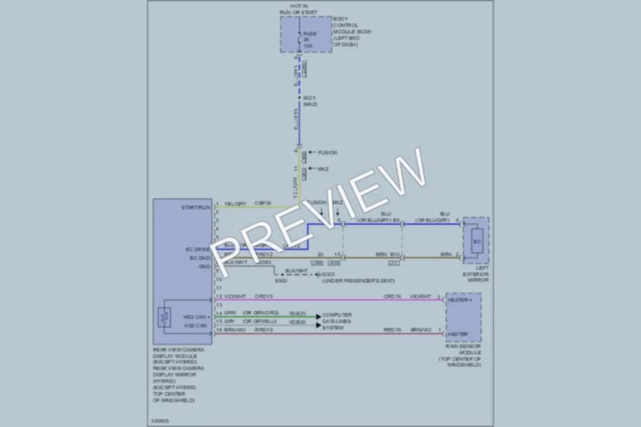 2013 Ford FusionHybrid Power Mirrors wiring diagram preview