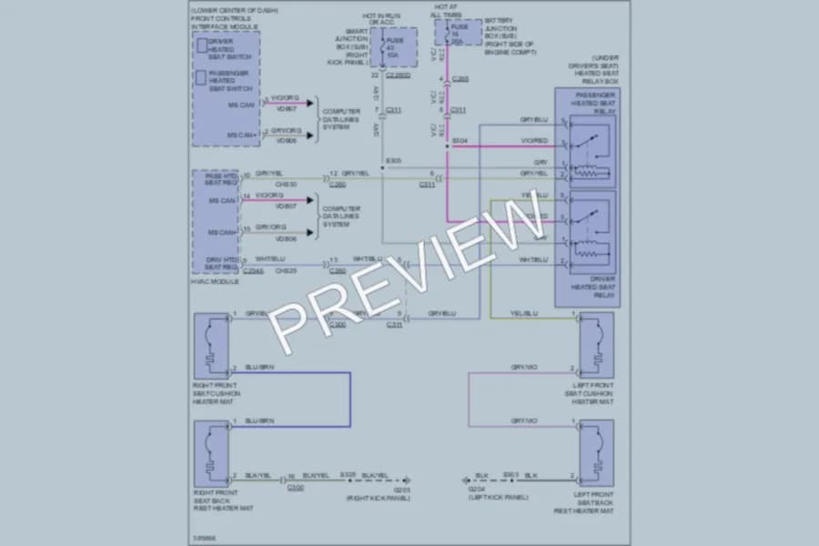 2013 Ford Mustang Power Seats wiring diagram preview