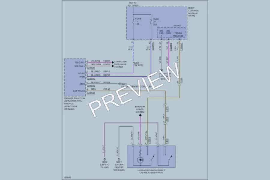 2013 Ford Taurus Trunk Tailgate Fuel Door wiring diagram preview
