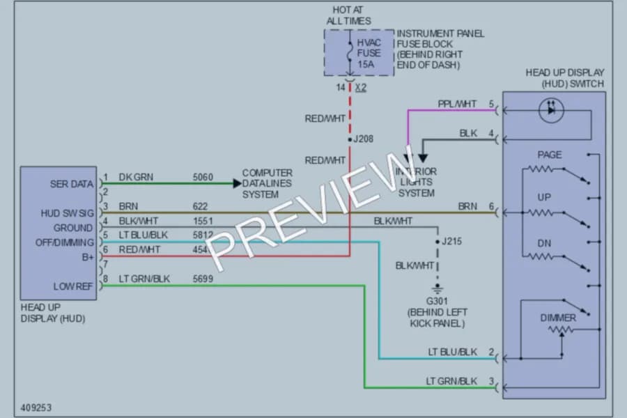2013 GMC Acadia Instrument Cluster wiring diagram preview
