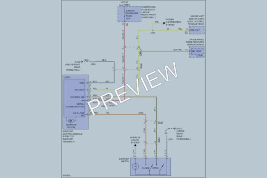 2013 GMC Acadia Power Top Sunroof wiring diagram preview