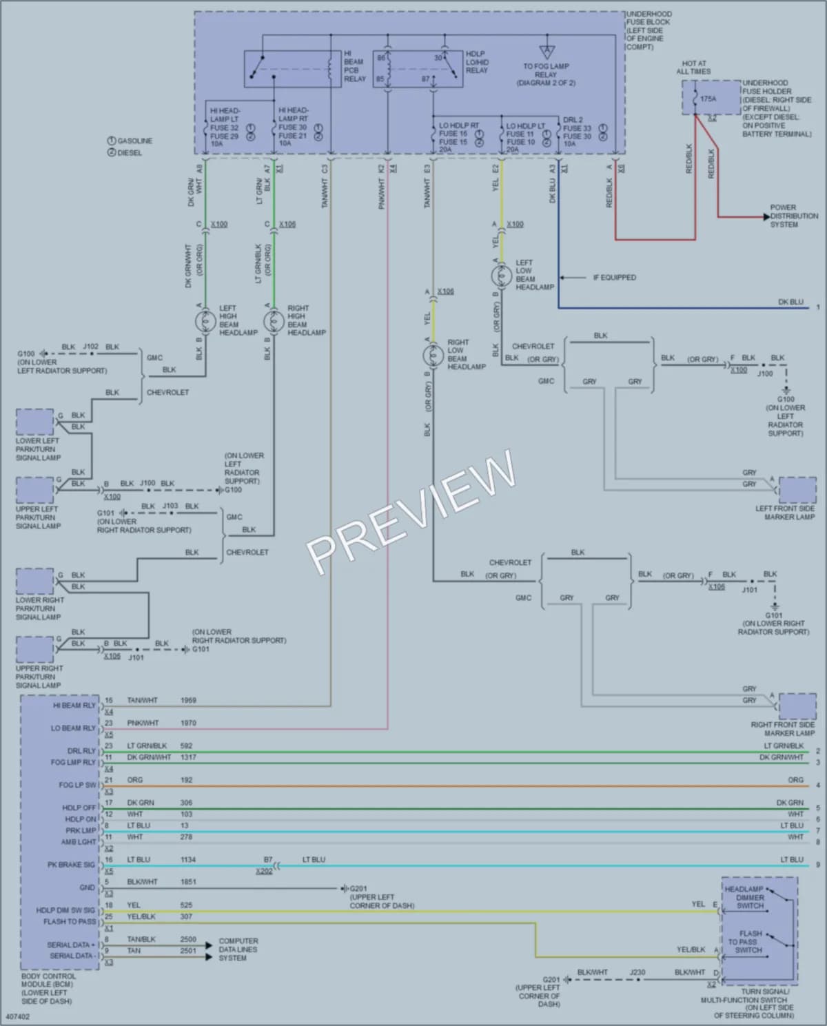 2013 GMC C1500PickupSierra Headlights wiring diagram preview