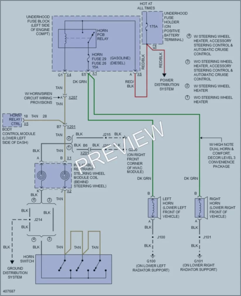 2013 GMC C1500PickupSierra Horn wiring diagram preview