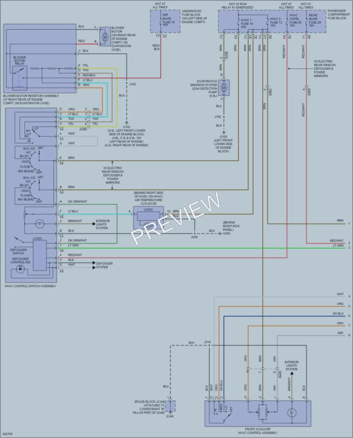 2013 GMC G1500 Air Conditioning wiring diagram preview with protected circuit layout