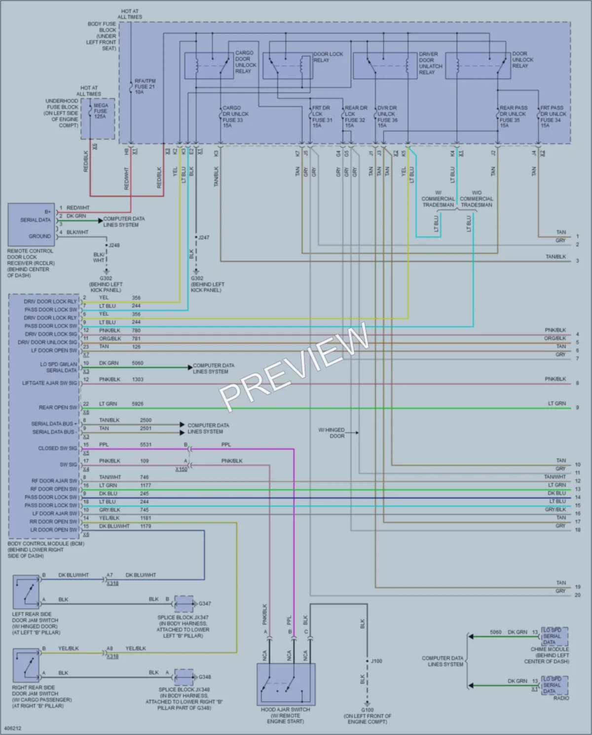 2013 GMC G3500 Anti Theft wiring diagram preview with protected circuit layout