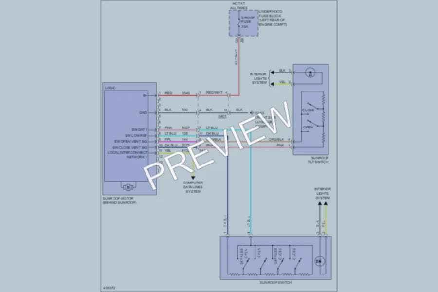 2013 GMC TerrainDenali Power Top Sunroof wiring diagram preview