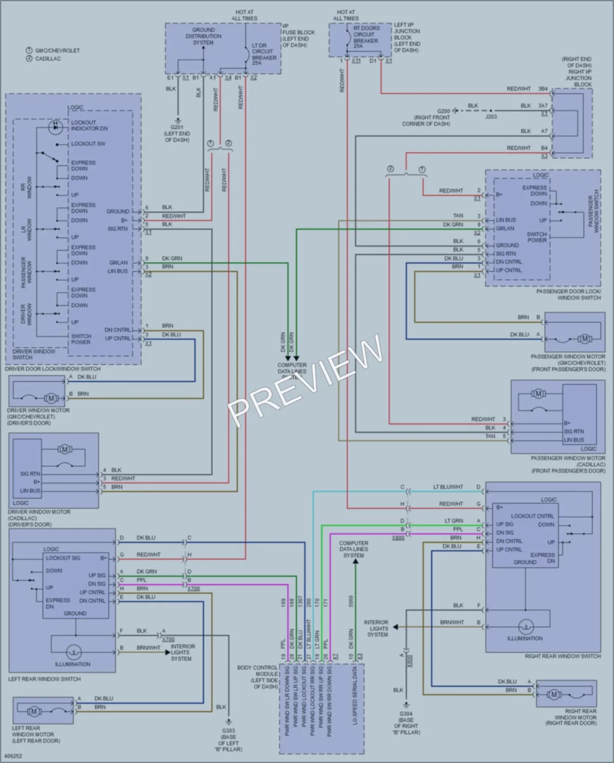2013 GMC YukonDenali Power Windows wiring diagram preview