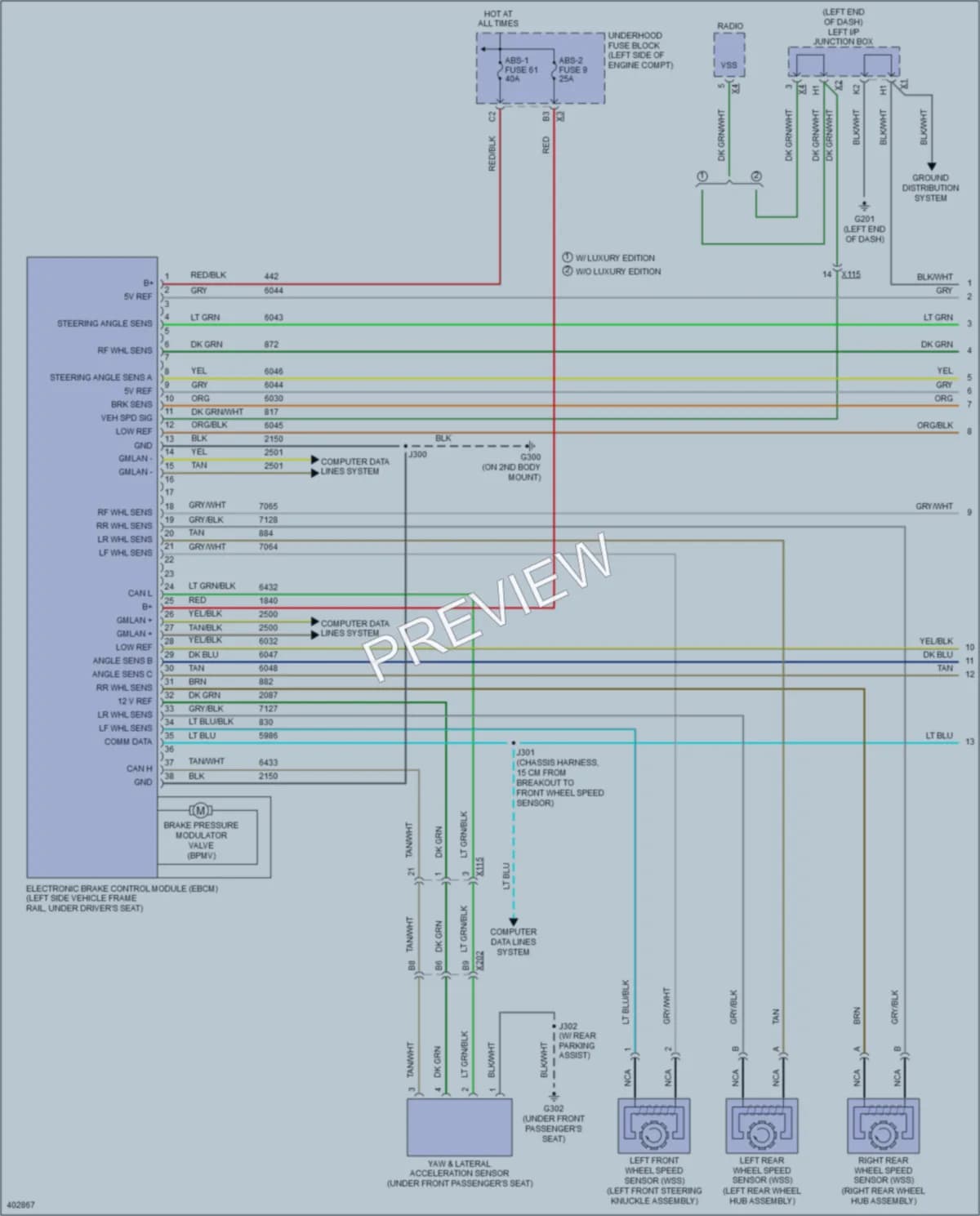 2013 GMC YukonXLDenali Anti Lock Brakes wiring diagram preview