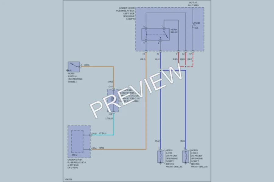 2013 Honda Accord Horn wiring diagram preview