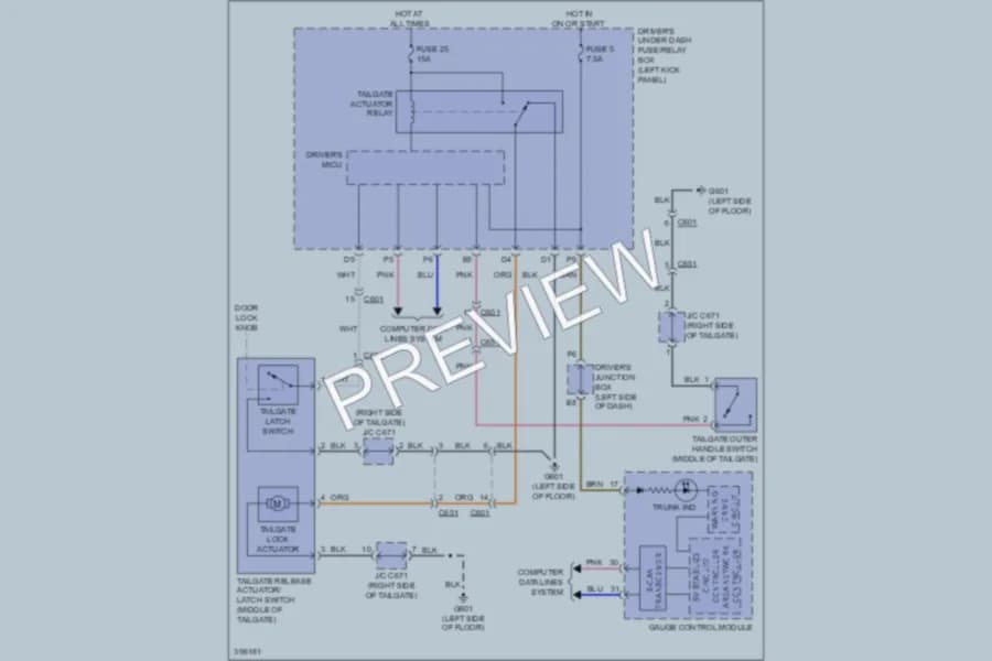 2013 Honda Crosstour Trunk Tailgate Fuel Door wiring diagram preview