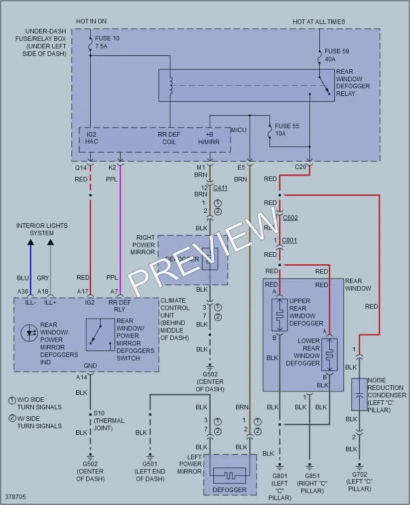 2013 Honda Insight Defoggers wiring diagram preview