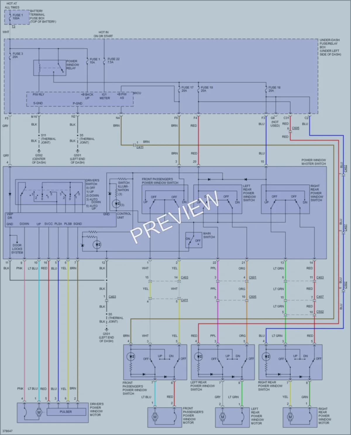 2013 Honda Insight Power Windows wiring diagram preview