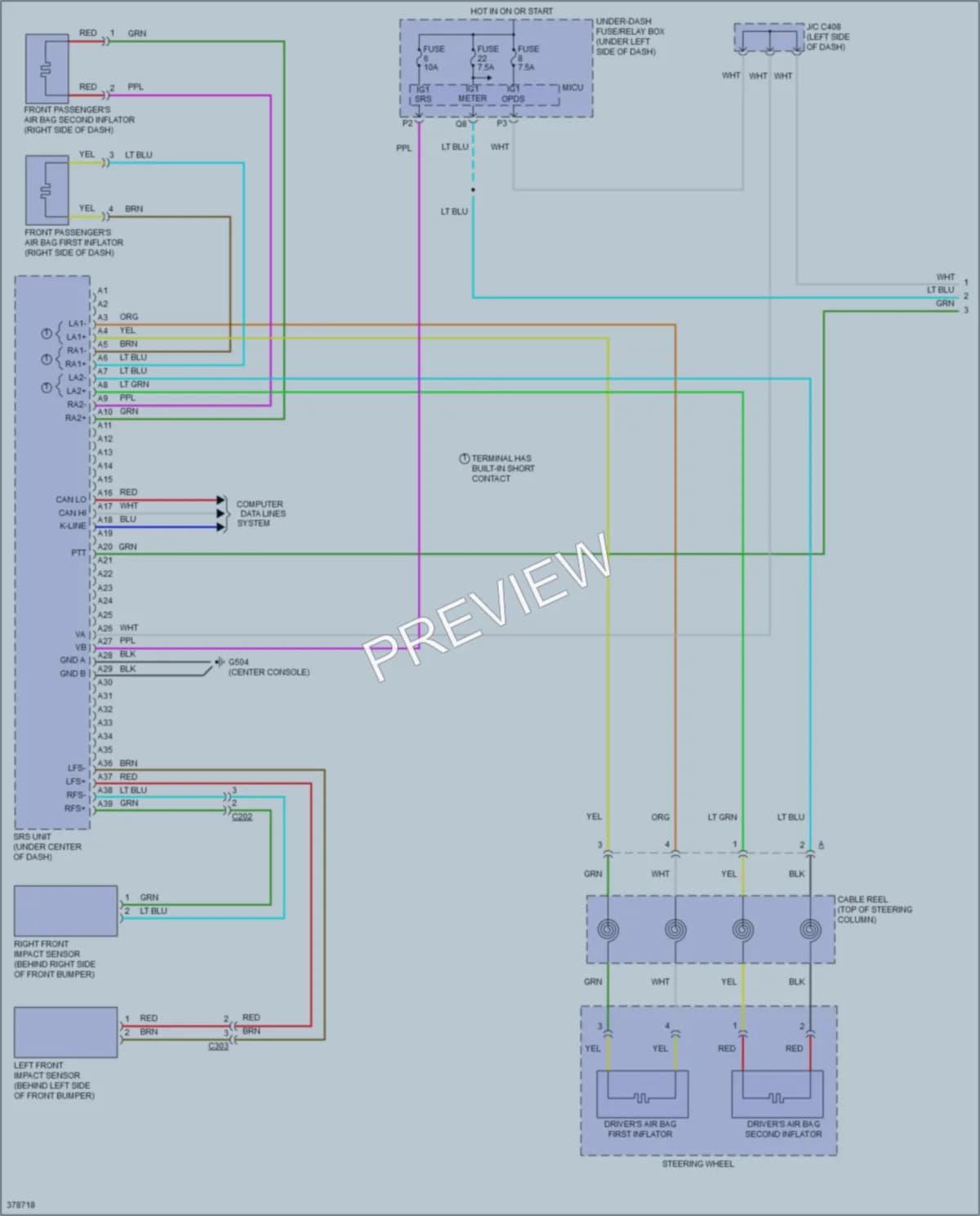 2013 Honda Insight Supplemental Restraints wiring diagram preview