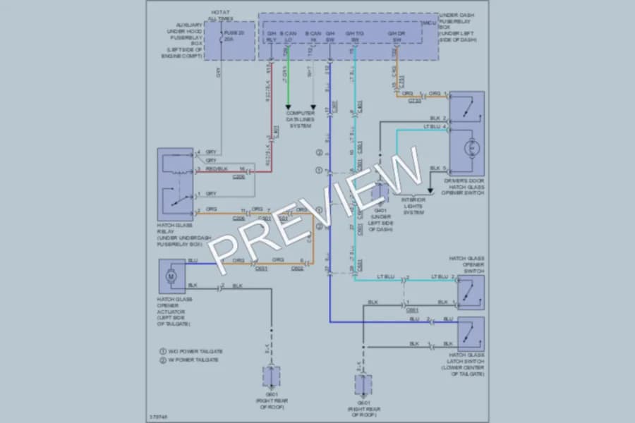 2013 Honda Pilot Trunk Tailgate Fuel Door wiring diagram preview