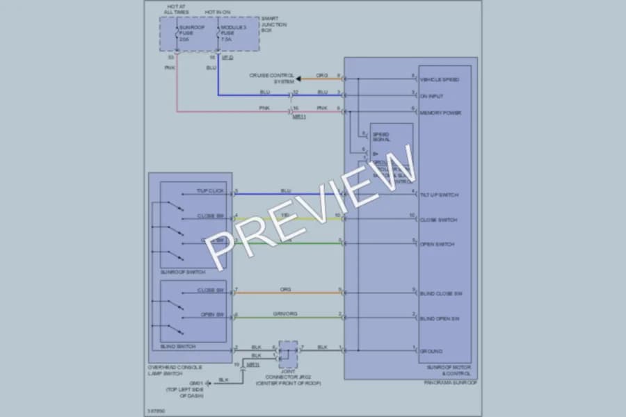 2013 Hyundai Azera Power Top Sunroof wiring diagram preview