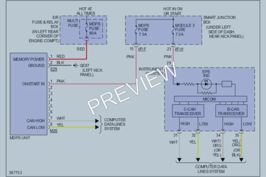 2013 Hyundai Elantra Electronic Power Steering wiring diagram preview