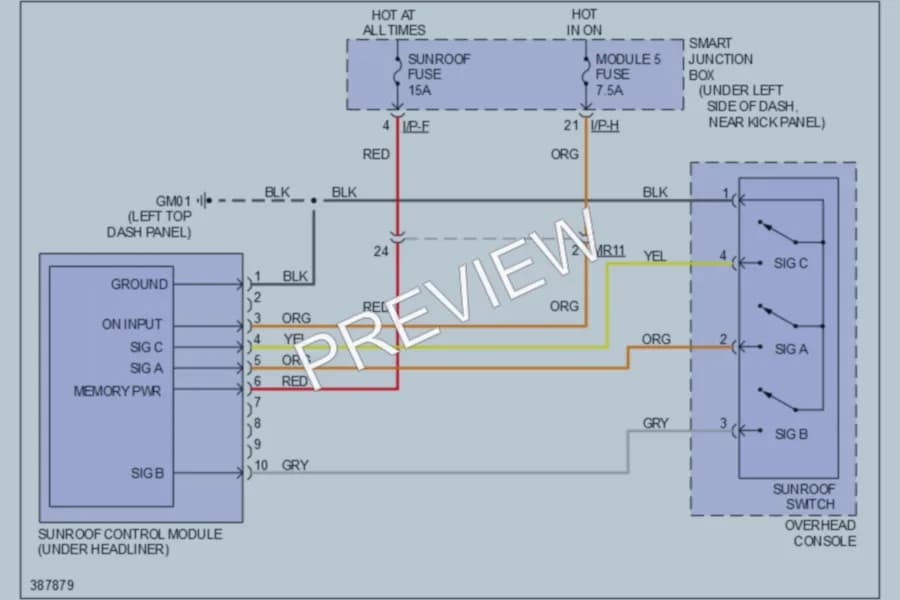 2013 Hyundai Elantra Power Top Sunroof wiring diagram preview