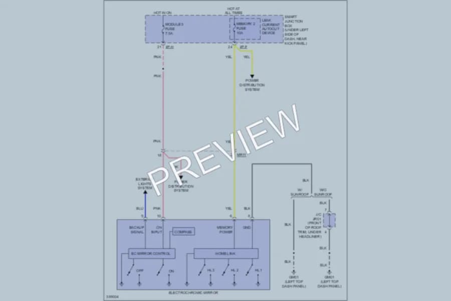 2013 Hyundai ElantraGT Power Mirrors wiring diagram preview