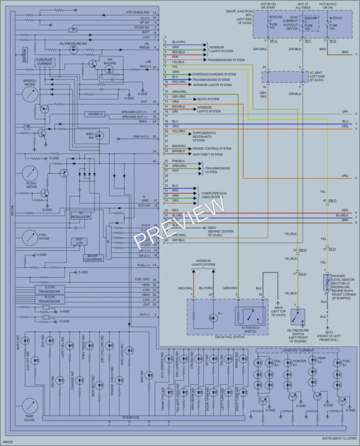 2013 Hyundai SantaFe Instrument Cluster wiring diagram preview