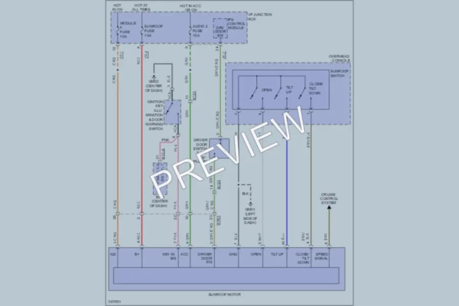 2013 Hyundai Tucson Power Top Sunroof wiring diagram preview