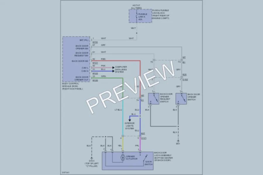 2013 Infiniti EX37 Trunk Tailgate Fuel Door wiring diagram preview