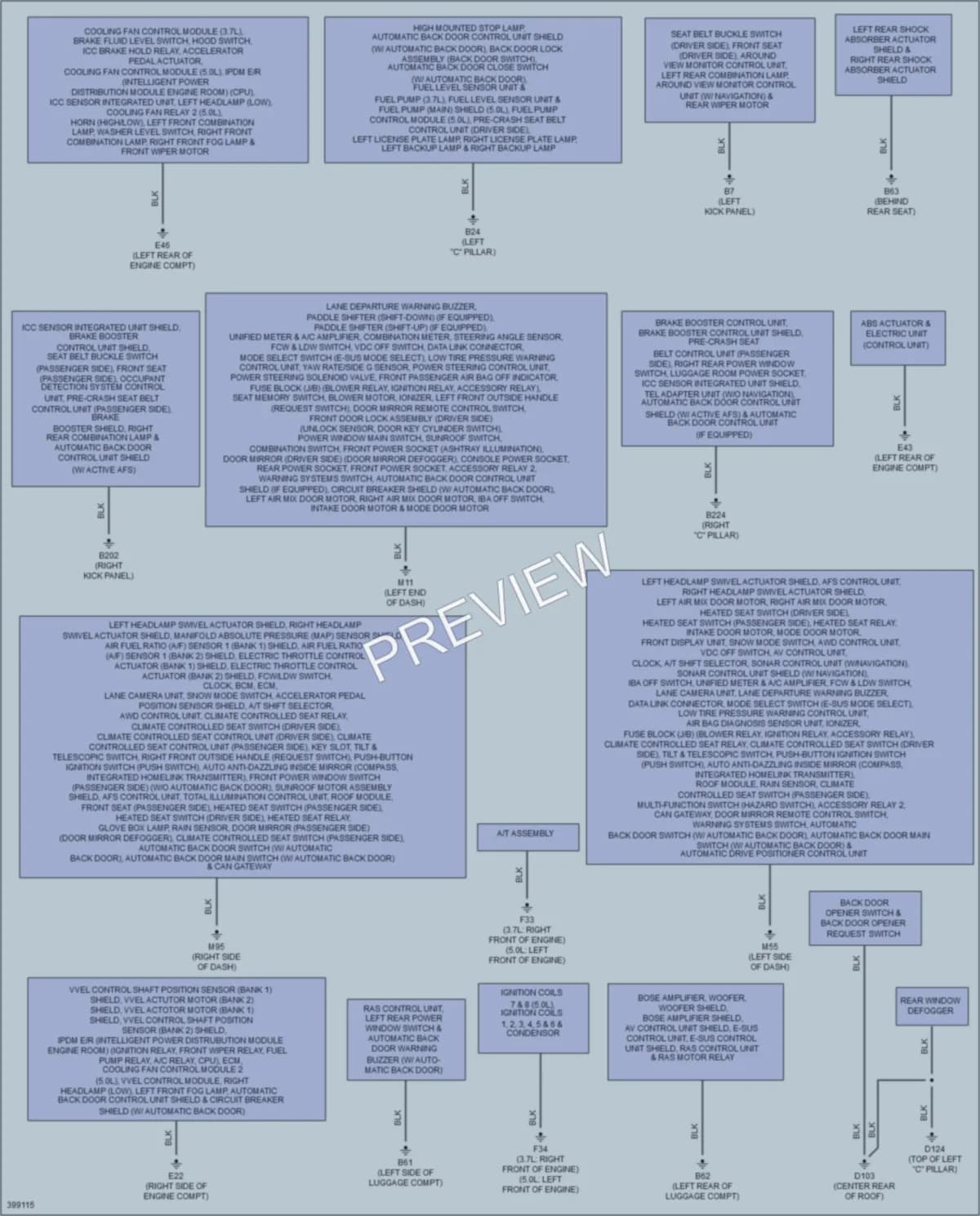 2013 Infiniti FX37 Ground Distribution wiring diagram preview