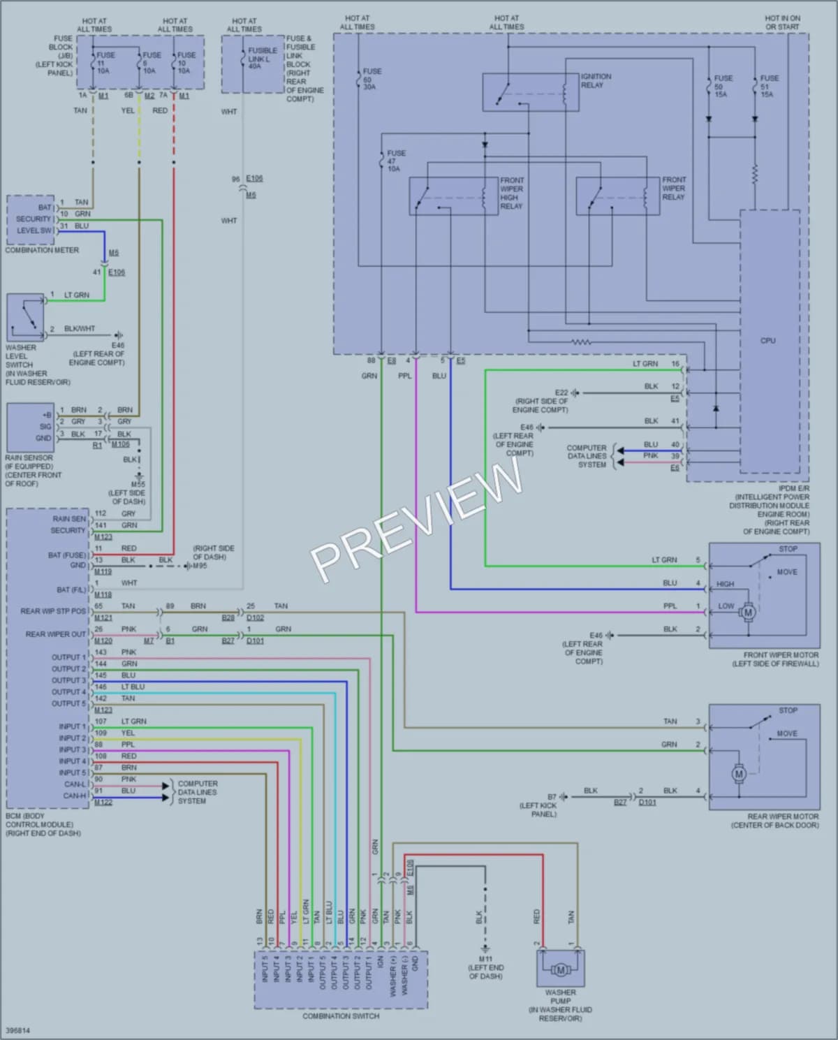2013 Infiniti FX37 Wiper Washer wiring diagram preview