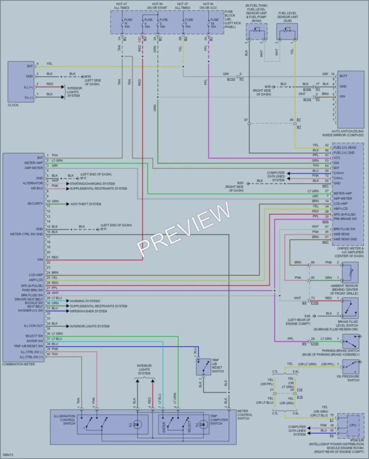 2013 Infiniti FX50 Instrument Cluster wiring diagram preview