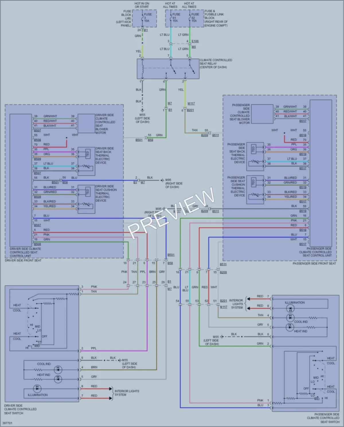 2013 Infiniti FX50 Power Seats wiring diagram preview