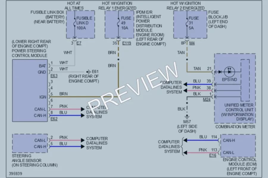 2013 Infiniti JX35 Electronic Power Steering wiring diagram preview