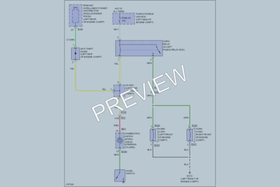 2013 Infiniti JX35 Horn wiring diagram preview