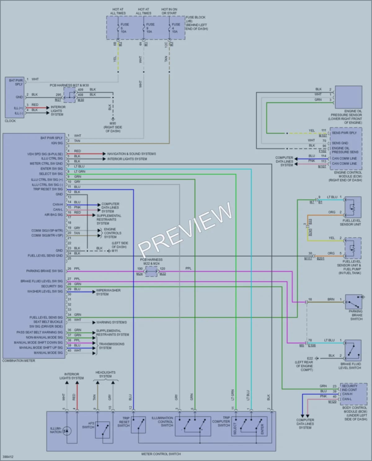 2013 Infiniti M35h Instrument Cluster wiring diagram preview