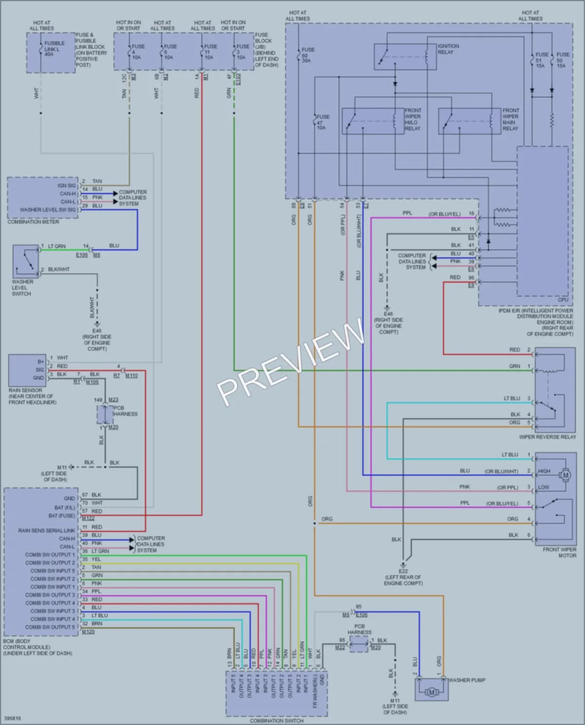 2013 Infiniti M35h Wiper Washer wiring diagram preview